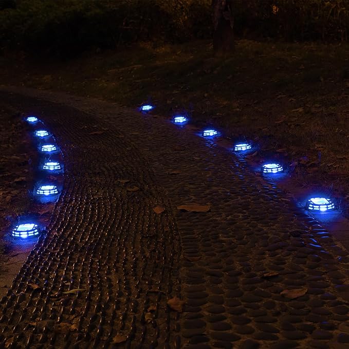 Solar Deck Lights Outdoor Driveway Marker Dock LED Light,3 Lighting Modes,Warm/Bright White and Blue IP67 | Lumora
