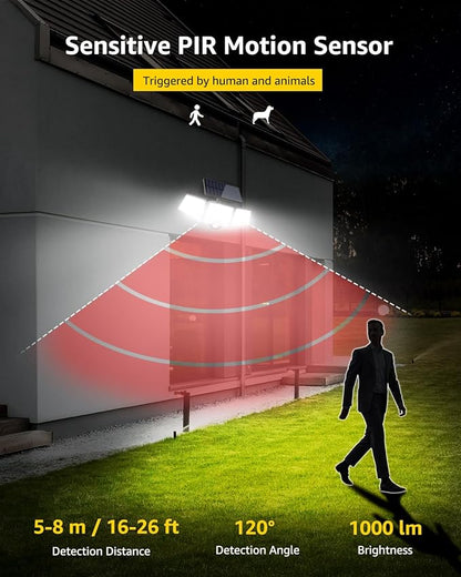 LE Bundle - Solar Flood Light 3 Adjustable Heads & 25 ft Solar String Lights G40 Edison Bulbs String Lights