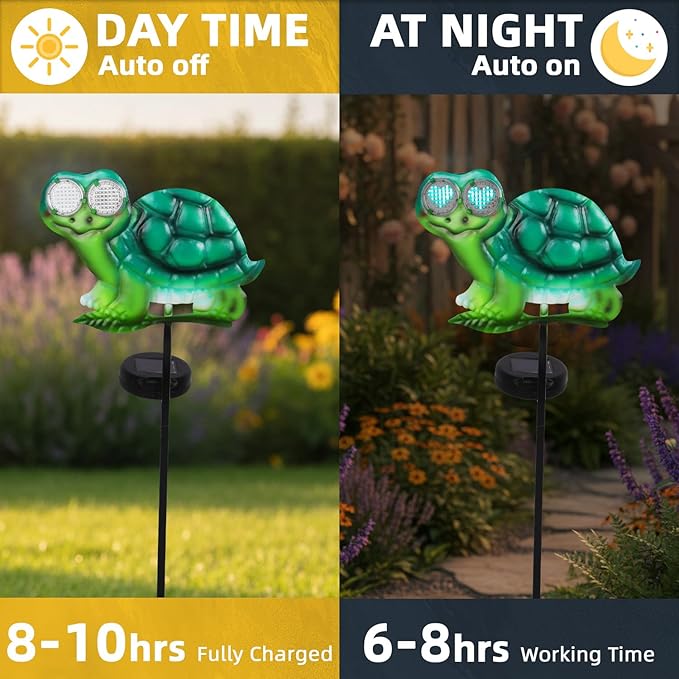 Turtle Decorative Garden Stakes with White LED Lights Display I Love U, 39.3" Solar Turtle Garden Decor Outdoor for | Lumora