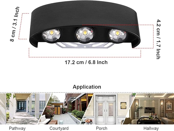 Kawell 6W Waterproof Modern Wall Sconces LED Wall Light Up Down Aluminum Wall Lamp LED Indoor Outdoor for Bathroom | Lumora