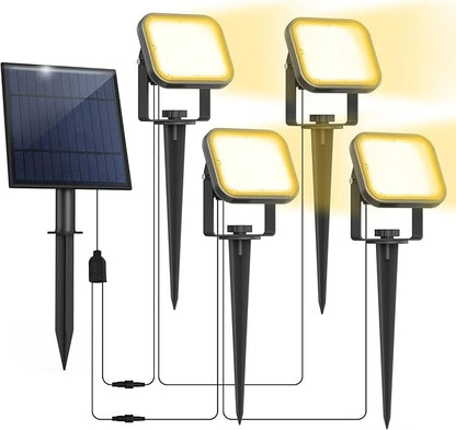 Solar Spot Lights Outdoor, 20 LED IP65 Waterproof Solar Landscape Spotlights, Dusk-to-Dawn 3000K Warm White Outdoor Spot Light Lighting for Yard Garden Driveway Porch Walkway, 4-in-1