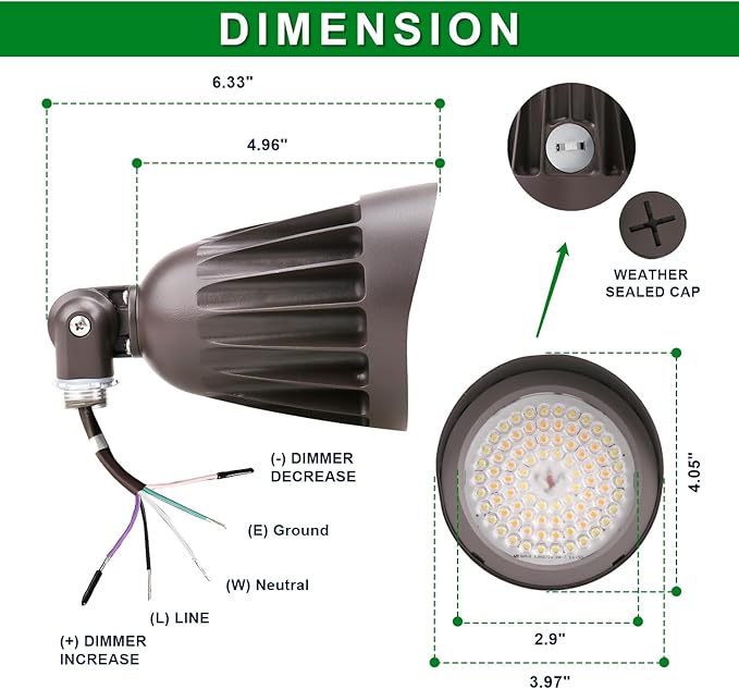 OSTEK 25W LED Bullet Spotlight Flood Light, 3CCT Selectable LED Landscape Spotlight with Knuckle Mount 3500LM, 0-10V Dimmable Commercial Outdoor Weatherproof Flood Light 120-277V, UL-Listed (12 Pack)