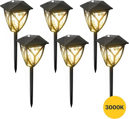 Ensenior 6-Pack Solar Lights Outdoor, 3000K LED Solar Garden Lights for Pathway, Yard, Patio, Walkway, Planter, Waterproof, Energy-Efficient Landscape Lighting