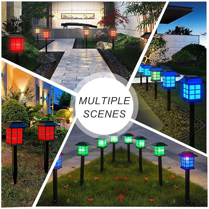 Solar Pathway Lights Outdoor, Warm White, IP65 Waterproof & Weather Resistant, Garden Lights for Yard, Patio, Walkway, Landscape (RGB-12Pack)