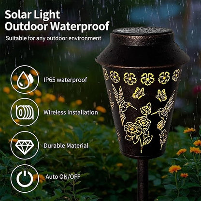 Solar Pathway Lights, Hummingbird Metal Copper Lantern for Garden, Patio, Lawn, Walkway, Outdoor Waterproof Landscape Lighting Decorative, Ideal Gifts for Women, Mom, Grandma (1)