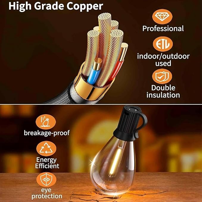 120FT Outdoor String Lights, Ultra Long Waterproof 30+2 Shatterproof Bulbs Led Outside Patio Lights for Porch Deck | Lumora
