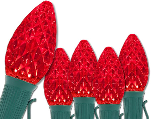 Wintergreen Lighting Set of 100 C7 OptiCore Red Commercial LED String Christmas Lights, Outdoor Christmas House | Lumora