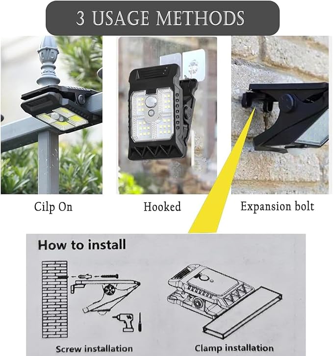 Solar Fence Lamp - Compact LED Outdoor Light with Motion Detection for Pathways | Weatherproof Fixture with Adjustable Modes & Energy Saving Design for Terrace Driveway Courtyard Garage Cabin