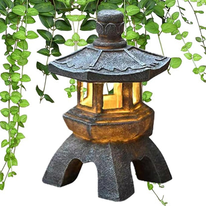 Garden Statues Outdoor, Solar Garden Statues, Palace Lamp Solar Powered Zen Lantern, Solar Yard Decorations for Outside Patio, Garden, Lawn (C)