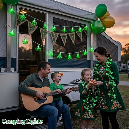 20Ft St Patrick's Day Lights Outdoor, Shamrock String Lights Plug in with 22 Shattproof LED Bulbs for Indoor and Outdoor Home Bar Garden Saint Patrick's Day Decor