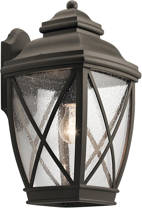 Kichler 49842OZ One Light Outdoor Wall Mount, Bronze/Dark