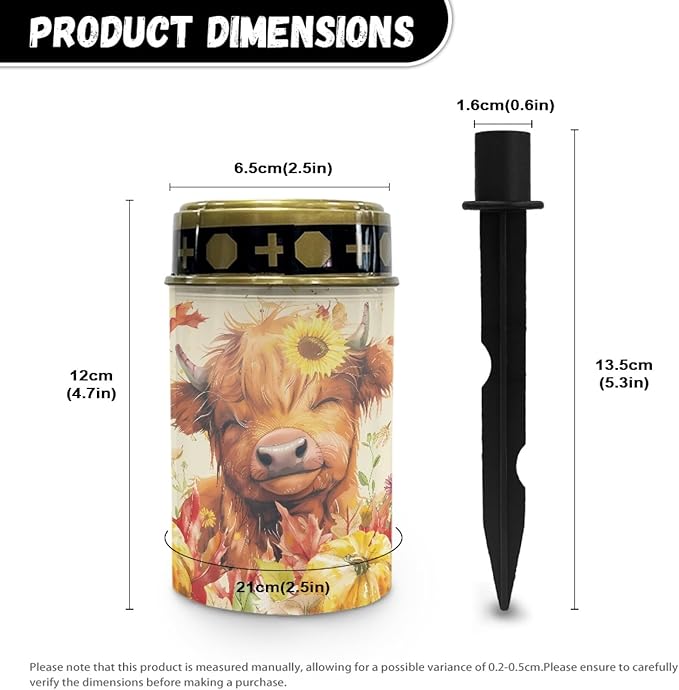 Sunflower Highland Cow Solar Lights Outdoor Waterproof Set of 2 Lights Garden Lantern for Yard Patio Walkway Thanksgiving Decor Solar Lights Wall Light Auto On/Off