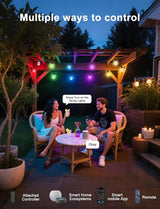 100ft String Lights for Outside, Smart RGB IC Warm White Patio Lights Outdoor Waterproof with Remote & App Control | Lumora