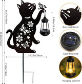 Cat Outdoor Solar Lantern Waterproof, Birthday Gifts for Christmas Women Mom, Solar Hanging Lights with Butterfly | Lumora