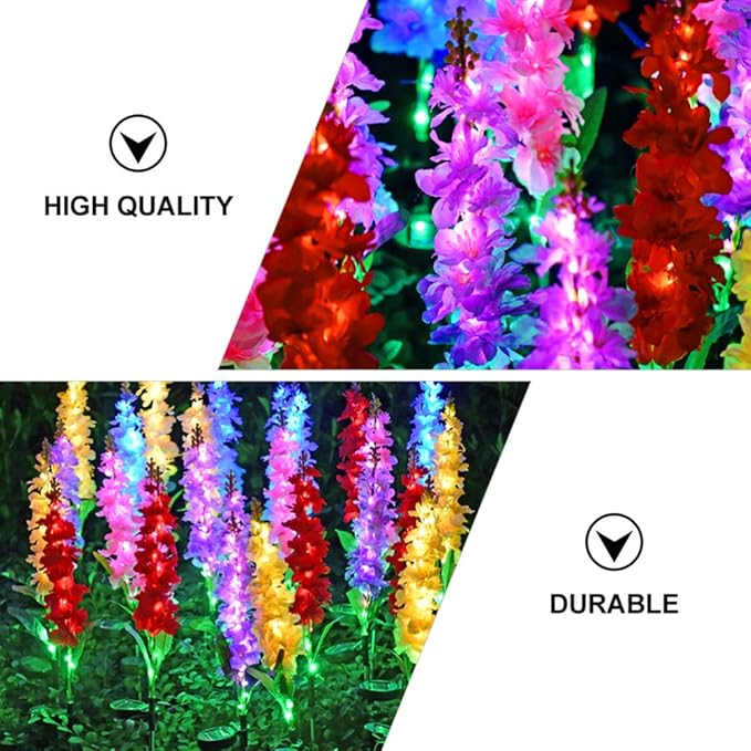 Uonlytech Solar Post Lights Violet Garden Stake Lights 5 Heads Colorful Decorative Yard Path Landscape Lighting for Patio Yard Pathway Purple