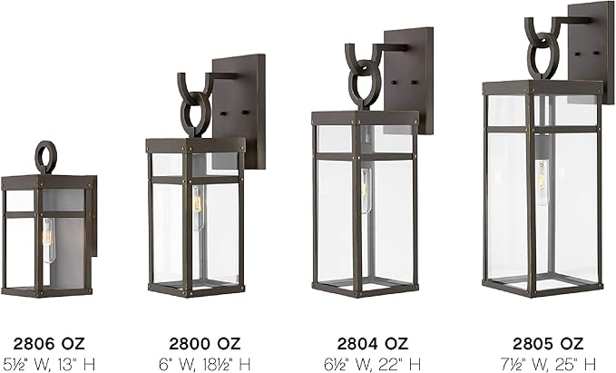 Hinkley Porter 2800OZ Medium Outdoor Wall Mount Lantern - Modern Farmhouse + Arts & Crafts Style, Part of Lisa McDennon Collection - Oil Rubbed Bronze