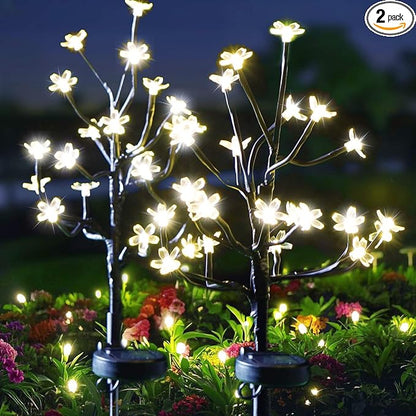 Solar Garden Lights Outdoor Waterproof,Garden Decor Solar Flowers For Outside Decorative,2Pack 2Modes Solar Powered Fairy Outdoor Decorations for Yard Patio Pathway, Gardening Gifts Mothers Day