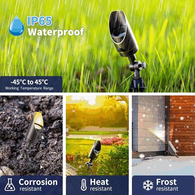 Gardenreet Die-Cast Brass Spot Light LED - Outdoor 12V Uplighting Waterproof, Low Voltage Landscape Lights Metal | Lumora