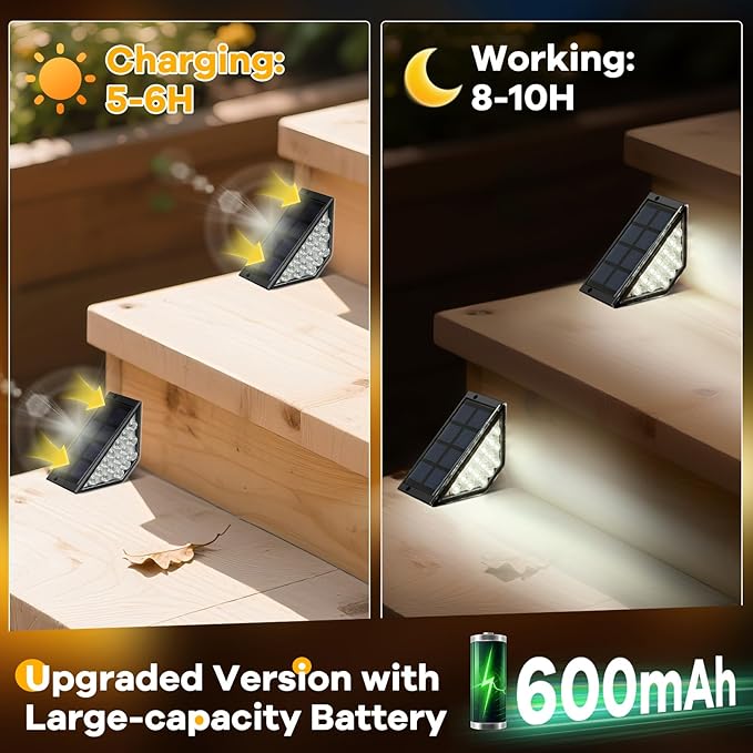 Solar Step Lights for Outside, Solar Stair Lights Outdoor Waterproof, Deck Step Lights for Fence, Patio, Yard, Porch, Front Door, Sidewalk, Garden, Patio Decor (12, Cool White)