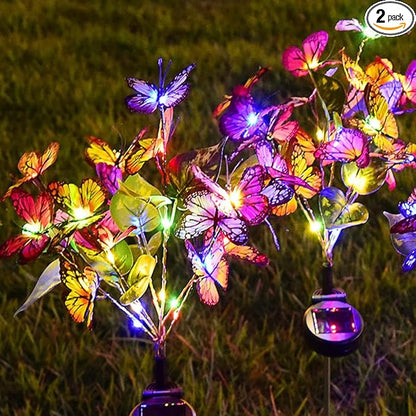 Solar Lights Outdoor Garden Decorative, Solar Flowers Outdoor Waterproof,Solar Garden Decor, Solar Lights for Outside Pathway,Patio,Yard ,Outdoor Solar Decorations,Christmas Gardening Gifts (2Pack)