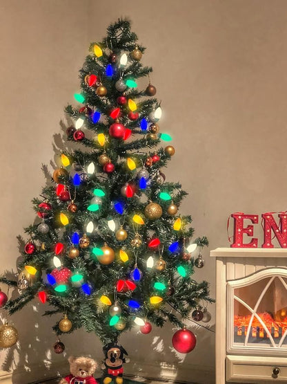 C9 LED Multicolor Christmas Lights, 25Ft Vintage C9 Christmas Lights with 26 LED Ceramic Colorful Bulbs, Hanging Connectable Xmas String Lights for Patio Garden Holiday Home Xmas Decor