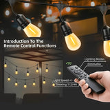 150FT String Lights for Outside Remote Controlled Waterproof with 48pcs Replaceable S14 Warm Bulbs for Patio | Lumora