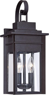 Franklin Iron Works Bransford Traditional Rustic Outdoor Wall Light Fixture Lantern Black Specked Gray 17" Clear | Lumora