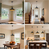 2 Pack Farmhouse Pendant Light for Kitchen, 14in Large Industrial Hanging Lights with Brass Interior, Indoor and | Lumora