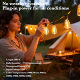 100 FT Patio Lights Outdoor Waterproof, 37+2 Shatterproof LED Bulbs Connectable Hanging Outdoor Electric Lighting | Lumora