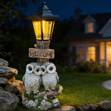 Outdoor Garden Owl Statue with Solar Lights, Owl Figure with Welcoming Sign,for Outdoor Landscapes, Courtyards | Lumora