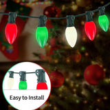 25Ft C9 LED Christmas Lights Outdoor Indoor, Multicolor Red Green White Vintage String Lights, Connectable Holiday | Lumora