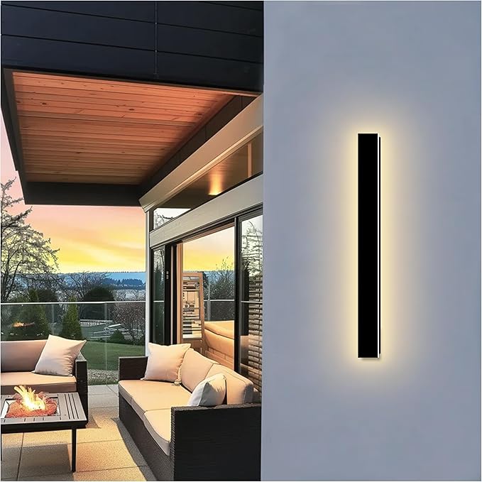 Modern Outdoor Wall Light, 31.5 Inch Long Outdoor Sconce Lights with Junction Box Cover, LED 3000K Exterior Sconce IP65 Waterproof Outside Light Fixtures for House Garage