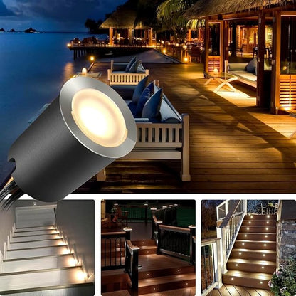 SMY Lighting 10 Pack Recessed LED Deck Light Kits with Protecting Shell, 32mm, Warm White, IP67 Waterproof, 12V Low Voltage, for Outdoor Garden, Patio, Stair, Kitchen Decoration