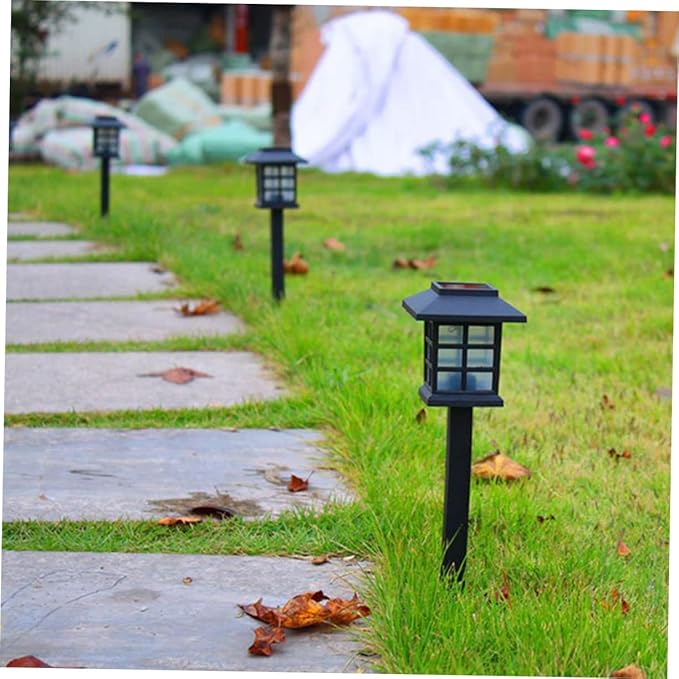 4pcs Solar Pathway Lights Solar Spike Lights for Garden Lawn Walkway Warm Led Outdoor Landscape Lighting Black