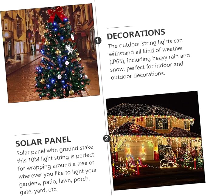 balacoo 100 Led Bead Solar Lights 10m String Waterproof 2 Sets Garden Yard Xmas Wedding Party Decorations | Lumora