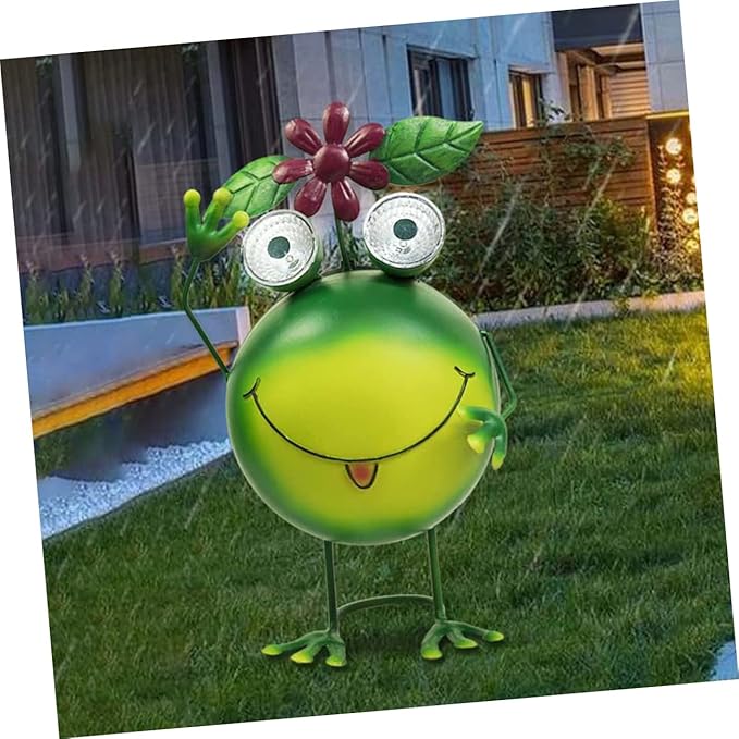 VICASKY Solar Iron Frog Garden Light Waterproof Outdoor Garden Lamp Solar Pathway Lights