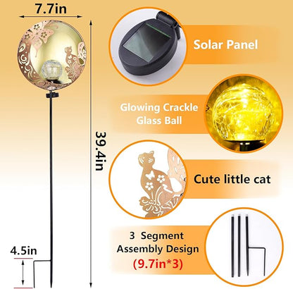 Unique Birthday Gifts for Women Mom Grandma,Solar Butterfly Cat Garden Lights Outdoor Decor,Housewarming Gifts New Home for Patio, Lawn, Yard, Pathway
