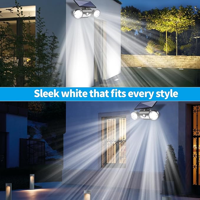 Solar Lights Outdoor, Motion Sensor Security Lights Solar Wall Lights with Dual Head Spotlights 30 LED Waterproof 360°Adjustable Outdoor for Garden Garage Patio (1 Pack)