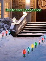 SUNSGNE Christmas Pathway Lights Outdoor, 38FT Colored Christmas Lights with 25 C9 Multicolor Bulbs and 25 Plastic | Lumora