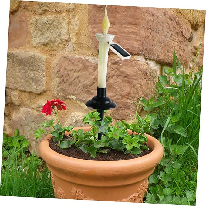 Tofficu 4pcs Solar Led Lawn Lamp Plastic Decorative Candle Light for Outdoor Garden Courtyard and Patio Easy Installation Elegant Design Lighting