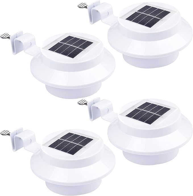 Yescom Solar Gutter Light Outdoor Waterproof 3 LED Deck Fence Lights with Bracket Wall Garden Stair Step Yard White | Lumora