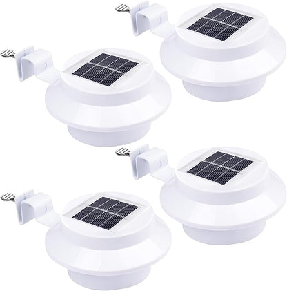 Yescom Solar Gutter Light Outdoor Waterproof 3 LED Deck Fence Lights with Bracket Wall Garden Stair Step Yard White 4Pcs