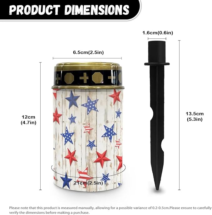 Garden Decor Solar Light Outdoor Stake Patio Yard Lawn Porch Pathway Grave Solar Lights for Cemetery Outside Waterproof American Stars Stripes Decorations