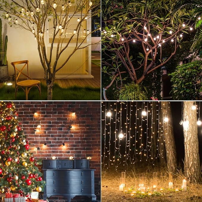 16FT Globe String Lights, G50 Solar Outdoor String Lights with 10 Clear Edison Bulbs, Clear Edison Bulb String | Lumora