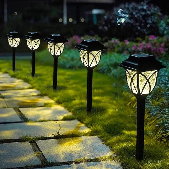 6 Pack Solar Pathway Lights, Outdoor Solar Light Waterproof Automatic on/Off Garden Decoration, Courtyard Terrace Lawn Walkway Deck Waterproof Landscape Light (Warm White)