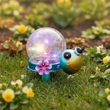 Solar Lights Outdoor Turtle Garden Decor with Crackle Glass Globe Lights - Cute Metal Turtle Statue for Yard Lawn | Lumora