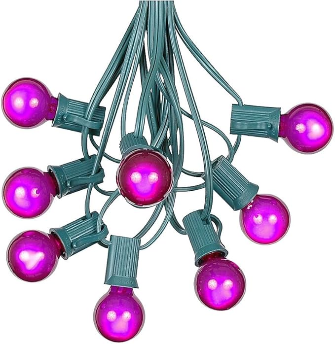 100 Foot G30 Outdoor Patio String Lights With 125 Purple Globe Bulbs - Indoor/Outdoor Market Bistro Cafe Hanging | Lumora