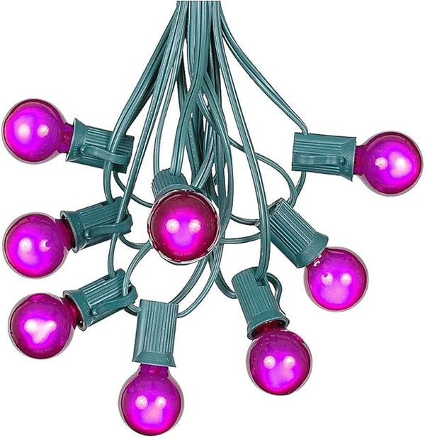 100 Foot G30 Outdoor Patio String Lights With 125 Purple Globe Bulbs - Indoor/Outdoor Market Bistro Cafe Hanging | Lumora