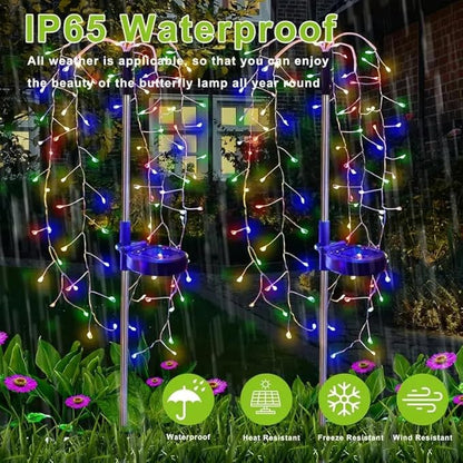 Solar Garden Christmas Lights, 1Pack Solar Willow Tree Lights, 200LEDs Solar Fairy Pathway String Lights 8 Modes Waterproof Copper Wire for Home Yard Christmas Decoration
