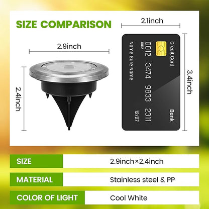 Mini Solar Ground Lights, 16 Pack Solar Garden Lights, Solar Powered Pathway Lights Warterproof, Outdoor Lights for Driveway, Walkway, Backyard, Patio (Cool White)